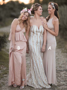 Pink Spandex Sheath Ankle Length Bridesmaid Dress