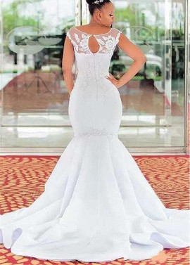 Shop New Arrival Tulle & Satin Bateau Beading Appliques Mermaid Wedding Dress From Annakoo
