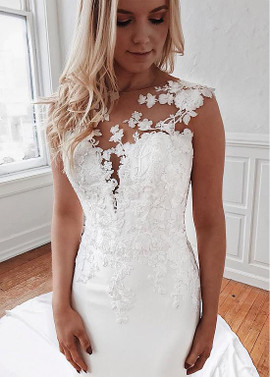 Shop Sexy Chiffon Jewel Lace Appliques & Watteu Mermaid Wedding Dress Under 200