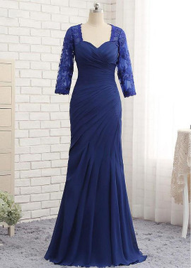 Shop Royal Blue Chiffon Sweetheart Blue Mermaid Mother Dresses Half Length Sleeves under 150