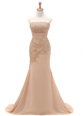 Shop Elegant Chiffon V-neck Champagne Mermaid Mother Of The Bride Dresses With Jacket from Annakoo