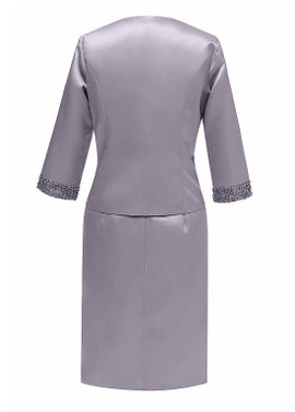 Shop Elegant Satin Jewel Silver Sheath/Column Mother Of The Bride Dresses With Jacket from Annakoo