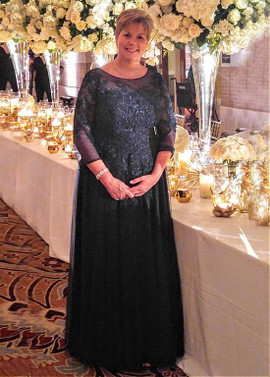 Tulle Jewel Beaded Lace Appliques A-line Mother Of The Bride Dress