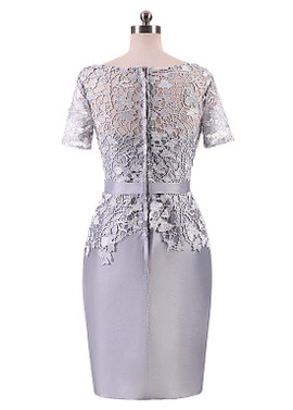  Taffeta Bateau Neckline Short Sleeves Sheath/Column Mother Of The Bride Dresses With Belt