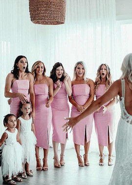 Chiffon Spaghetti Straps Neckline Sheath/Column Bridesmaid Dresses