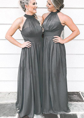Shop Cheap Chiffon Halter Neckline A-line Bridesmaid Dresses under 100