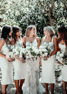 Short Sexy White Spandex Square Neckline Sheath/Column Bridesmaid Dresses under 100