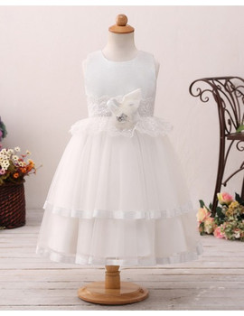 Beach Wedding Ivory Layered Short Flower Girl Dress 