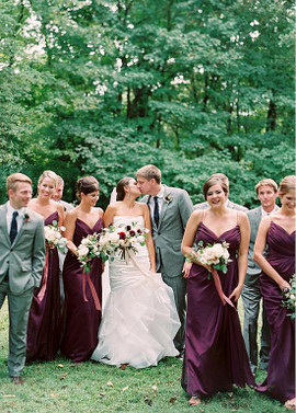 Shop Cheap Chiffon Spaghetti Straps Grape Long  A-line Bridesmaid Dress from Annakoo