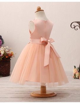 Coral Short Applique Bodice Tulle Flower Girl Dress 