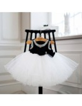 Chic Black And White Tutu Tulle Ballet Flower Girl Dress