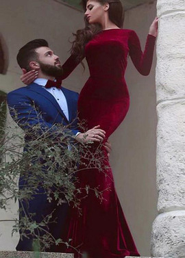 Shop Beautiful Fleece Bateau Burgundy Mermaid Evening Dresses With Beaded Embroidery under 200