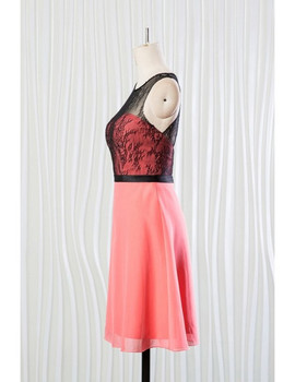 Short Coral Black Lace for Summer Wedding Mother Of The Brides Dress