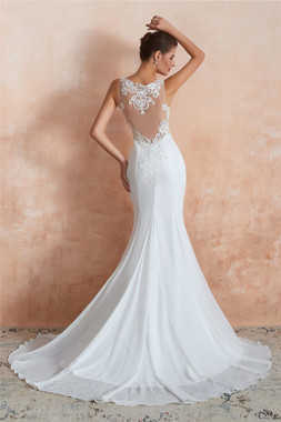Shop 2020 ANNAKOO Tulle Mermaid See-Through Chiffon Wedding Dress with Appliques under 200
