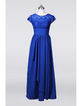  Chiffon Royal Blue Lace Mother Of The Bride Dress Long