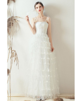 Shop Beautiful ANNAKOO 2020 Lovely Beaded Spaghetti StrapsFlowers Retro Corset Top Wedding Dress