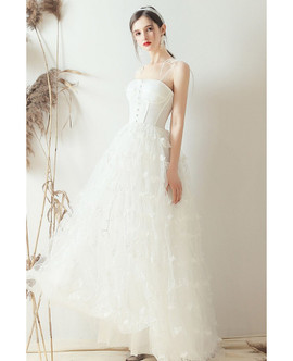 Shop Beautiful ANNAKOO 2020 Lovely Beaded Spaghetti StrapsFlowers Retro Corset Top Wedding Dress