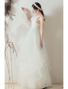 Shop Beach Sexy Straps Gorgeous V-neck Beach Ruffled Simple Wedding Dress from ANNAKOO