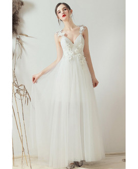 Shop Beautiful 2020 Sexy Backless Pretty Floral Straps A line Tulle Wedding Dress from ANNAKOO