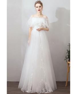 Shop Beautiful Beach Off Shoulder Star Long Tulle Beach Reception Party Wedding Dress from ANNAKOO