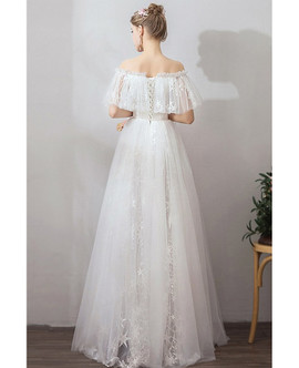 Shop Beautiful Beach Off Shoulder Star Long Tulle Beach Reception Party Wedding Dress from ANNAKOO