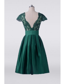 Cap Sleeves Emerald Green Short Mother Of The Bride Dress 