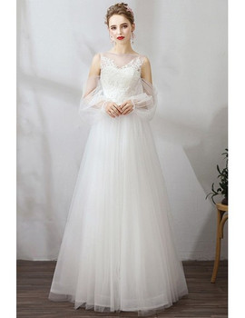 Fairy Lace Flowers Vneck Wedding Dress With Flowy Tulle Wholesale #T47097 