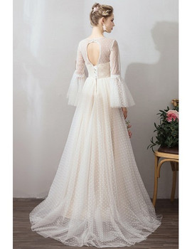 Beautiful 2020 French Romantic Polka Dot Long Sleeves Sweep Train Vintage Wedding Dress From ANNAKOO