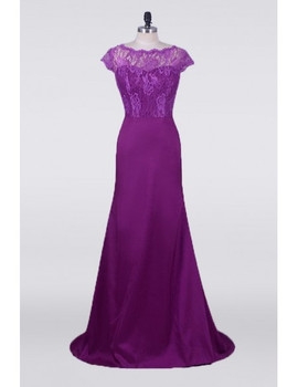 Purple Petite Cap Sleeves Mermaid Mother Of The Bride Dresses
