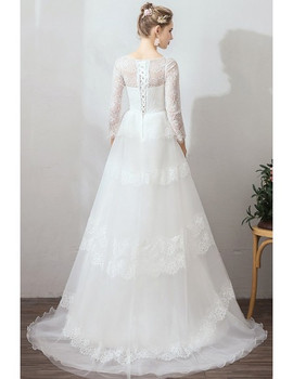 Unique 2020 China Vintage Scoop Lace Long 3/4 Sleeves Wedding Dress under 100