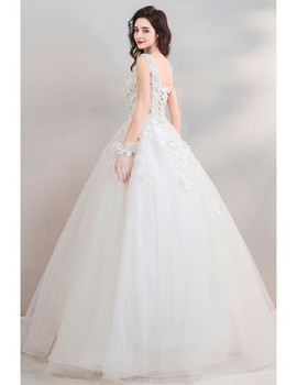 Shop Romantic Luxury Fairy Pure Princess White Floral Ball Gown Cheap Wedding Dress From ANNAKOO