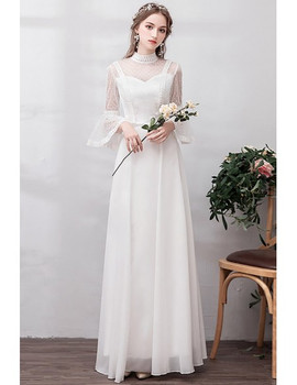 Shop Beautiful  Vintage Polka Dot Vintage Bell SleevesHigh Neck Retro Wedding Dress under 100