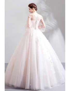 Shop Chic Unique Fairy Floral Long Sleeves Tulle Ball Gown Wedding Dress  from ANNAKOO