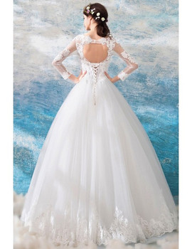 Shop Backless Embroidery Long Sleeves Lace Princess Tulle Wedding Dress From ANNAKOO