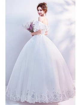 Shop 2020 New Off The Shoulder White Ball Gown Wedding Dress With Sequins under 100