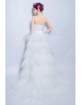 Shop Beautiful Beach Beading Strapless High Low Tulle Wedding Dress  under 100