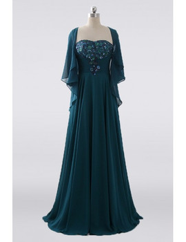 Green Empire Waist Chiffon Mother Of The Bride Dress With Jacket