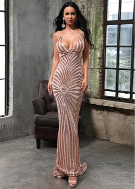 Shop Sparkle Sexy Delicate Sequin Lace Halter Gold Mermaid Evening Dress under 80