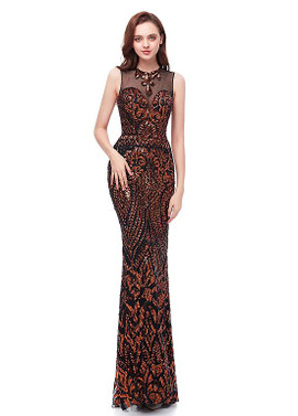 Shop Sparkle Long Sequin Lace Jewel Gold Floor-length Mermaid Evening Dresses under 200