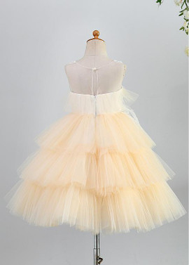 Shop Beautiful Tulle Jewel Yellow Beading Ball Gown Knee-length Flower Girl Dress under 80