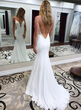 white backless gown