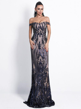 Sexy Long 2020 Sexy Blue Strapless Dress Backless Sequins Party Dress under 100