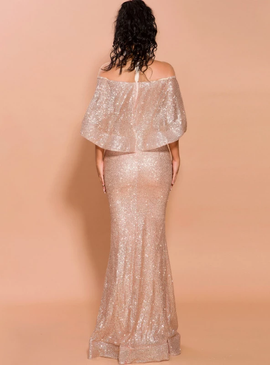 Shop 2020 Sexy Gold Lotus Leaf Edge Splicing Mesh Medium Long Dress Under 100