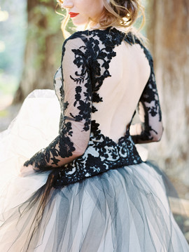Shop 2020 Backless Lace Appliques V-neck Long Sleeve Black Ball Gown Tulle Wedding Dress From Annakoo
