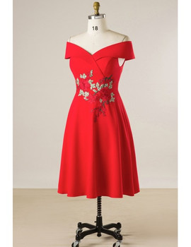 Sheath Plus Size Off Shoulder Embroideried Short Mother Of The Brides Dress