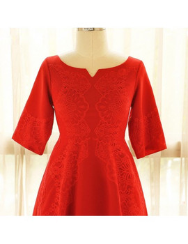 Plus Size Red Lace Short Half Sleeves Mother Of The Brides Dress