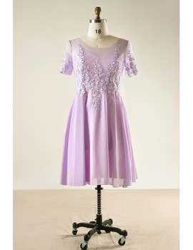 Plus Size Lace Short Lavender Mother Of The Brides Dress