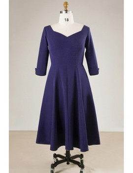Plus Size Women Navy Blue Mother Of The Brides Dress With Sleeves