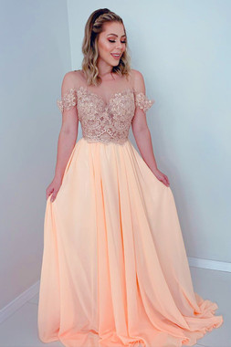 Shop 2020 Backless Chiffon Off the Shoulder Yellow Prom Dress with Open Back From Annakoo