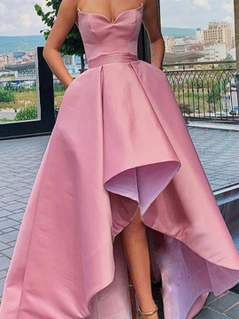 Shop Beautiful 2020 Princess Satin Sweetheart High Low Asymmetrical Dresses with Ruffles Under 100